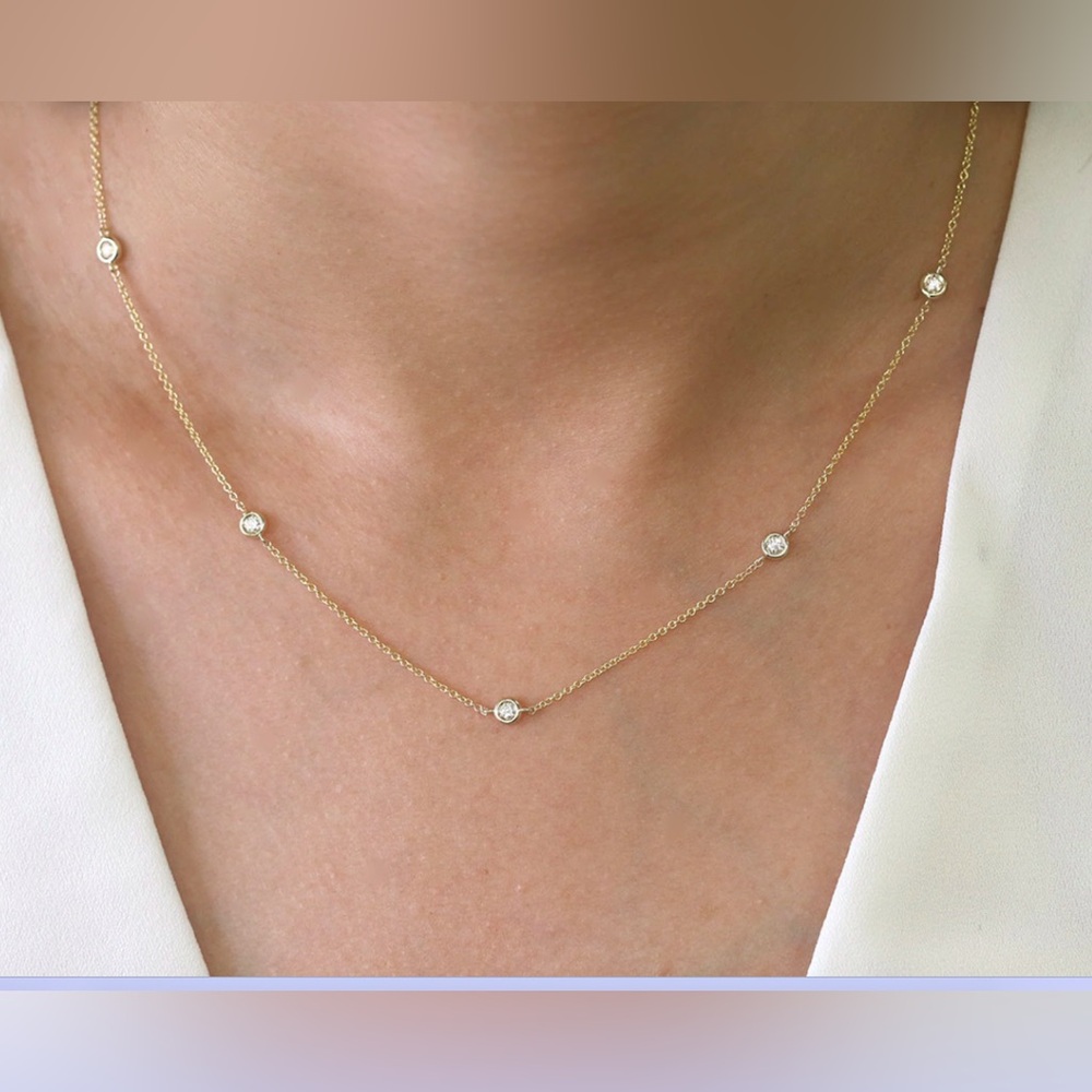 14K 5 Diamond By the Yard Necklace / Diamond Necklace